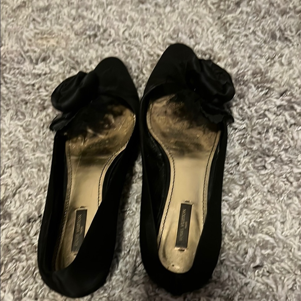Louis Vuitton Black Suede Flats with Elegant Embellishment